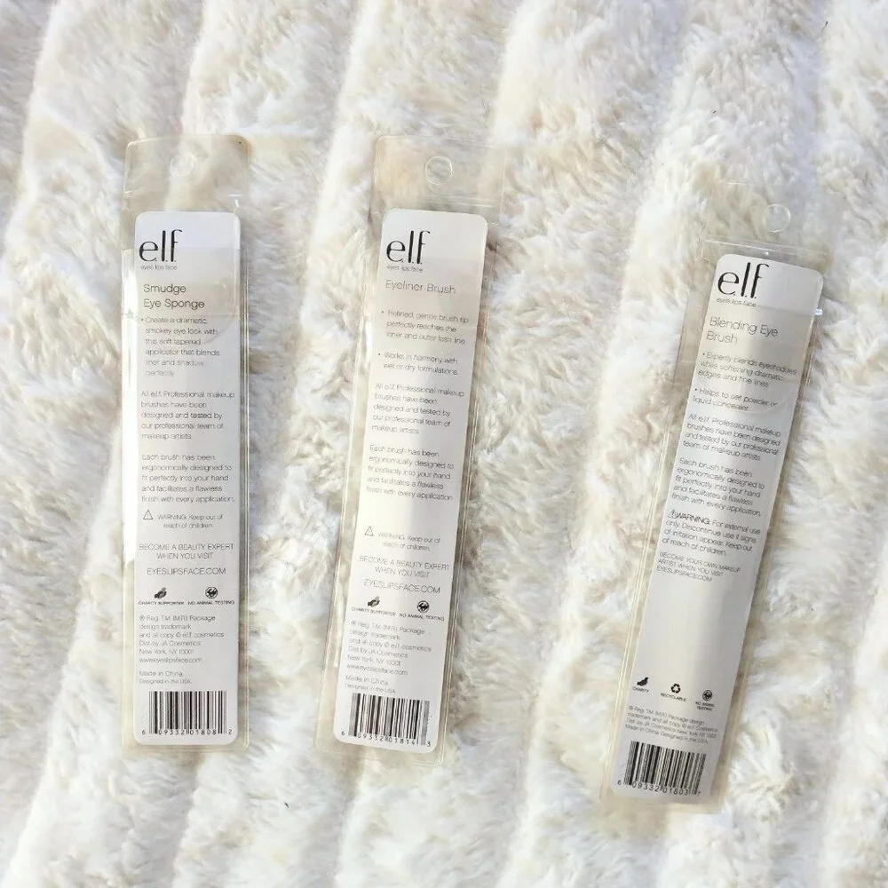 Set of (3) e.l.f. makeup cosmetic brushes